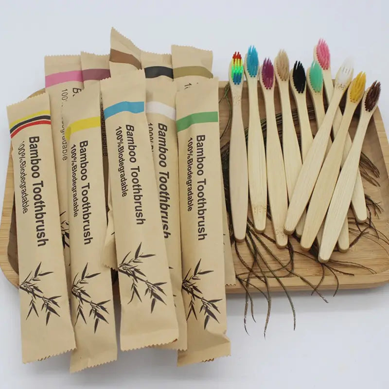 EcoSmile™ Bamboo Toothbrush Set – 20/40pcs Sustainable Oral Care for Everyday Use